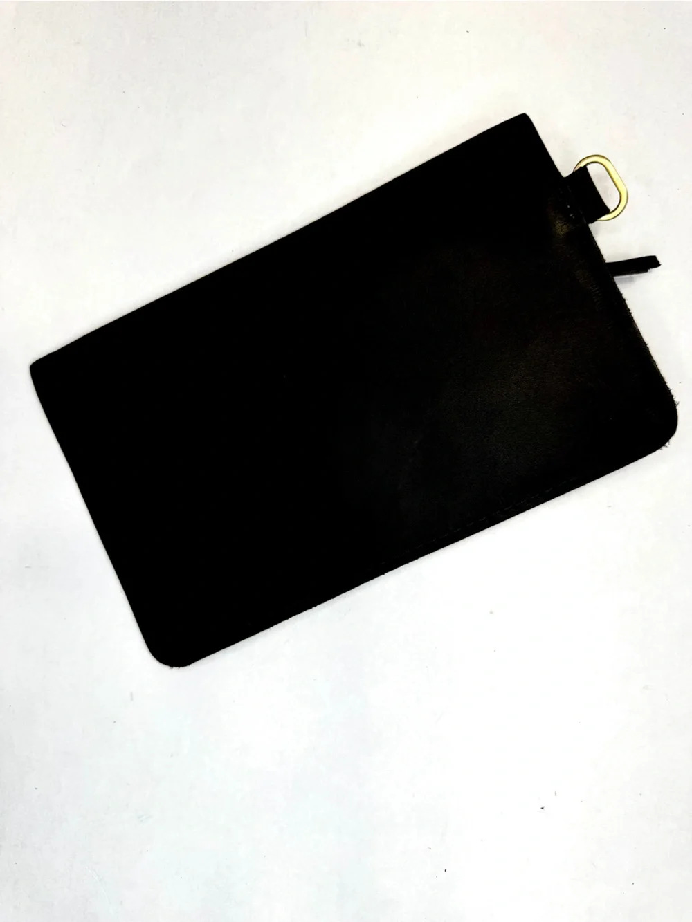 Portland Leather Goods Black Leather Zip Pouch Clutch
